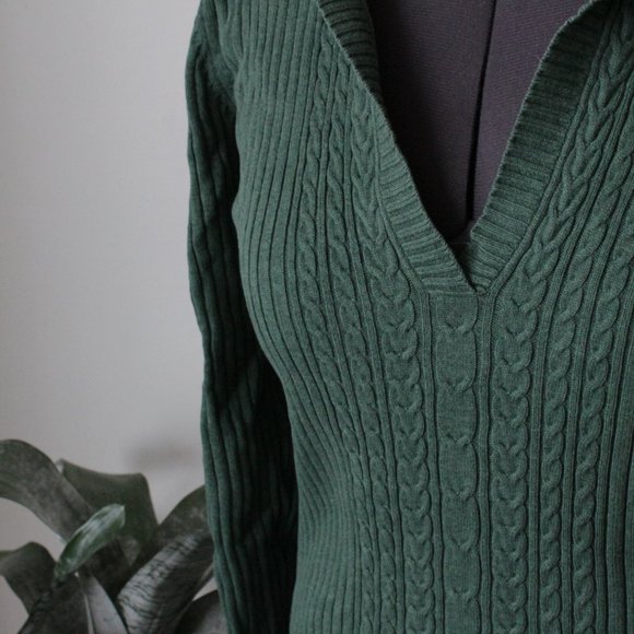 Old Navy Green Cable knit hooded sweater XL - Picture 2 of 5